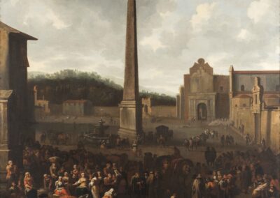 The market in Piazza del PopoloJACOB VAN HUCHTENBURGH